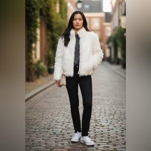 NIKI VINTAGE GENUINE RABBIT FUR ZIP FRONT COAT SIZE 10 EUC